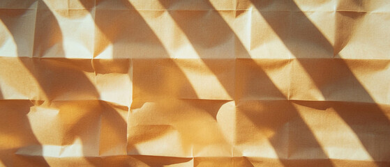 Poster - Kraft paper texture with grid pattern and shadow effects in warm light