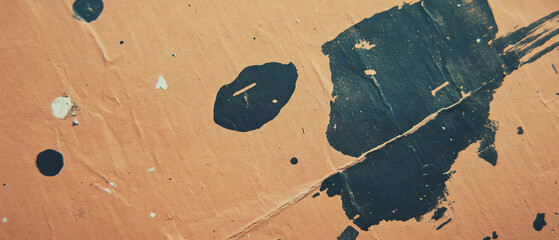 Poster - Artistic texture of Kraft paper featuring ink smudges and dark marks for creative projects