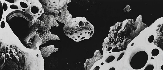 Aufkleber - Intricate black ink patterns on a glossy white background evoke lace-like textures