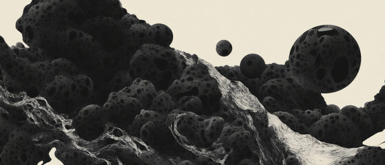 Poster - Intricate black ink patterns over glossy white background showcasing lace-like texture
