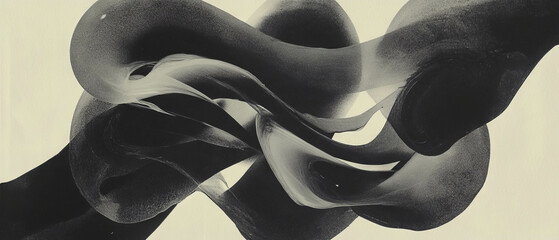 Aufkleber - Layered ink patterns create dynamic shapes with varied opacities in an abstract design