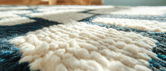 Poster - Low-pile rug featuring a short and dense texture with contrasting patterns in a modern setting