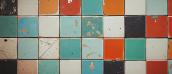 Poster - Brightly colored matching tiles with varied patterns create a vibrant texture