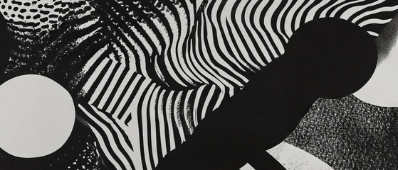 Poster - Monochromatic black ink patterns create striking textures on a light background