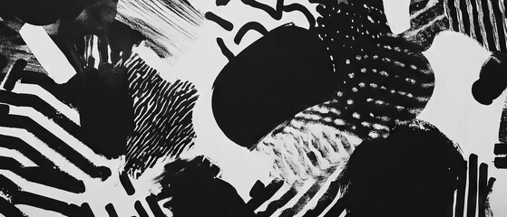 Aufkleber - Exploration of monochromatic black ink patterns on a contrasting white surface