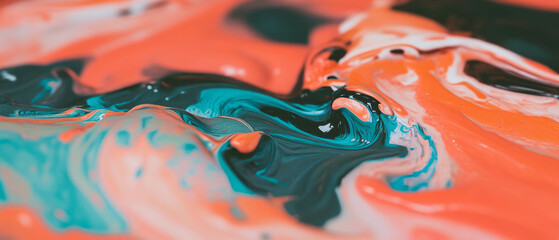 Poster - Multi-colored ink swirls create vibrant patterns in fluid movement and textures