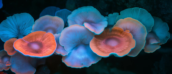 Poster - Mushroom gills display intricate radial patterns and vibrant colors