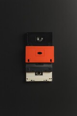 Poster - Minimalist Digital Heritage Display Retro Data Storage Devices on Matte Black - Tech Museum Curation and Social Media Content Creation