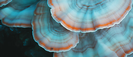 Aufkleber - Detailed view of colorful mushroom gills with unique radial textures