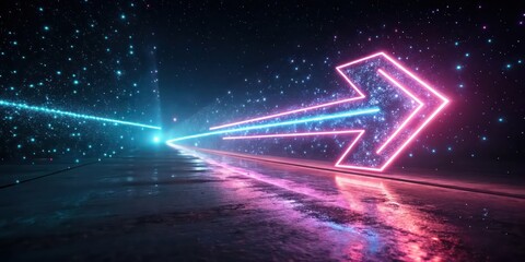 Poster - Neon Arrows and Lines Futuristic Sci-Fi Digital Art Wallpaper Background