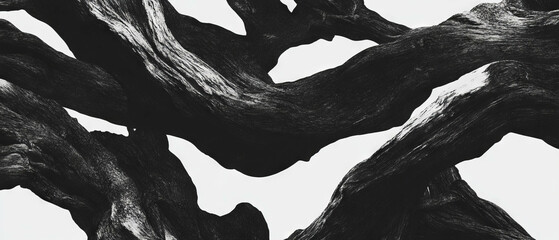 Aufkleber - Organic black ink patterns create abstract forms on a resistant white background