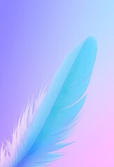 Poster - Abstract Art with Blue Feather Element and Soft Blurred Wallpaper Background
