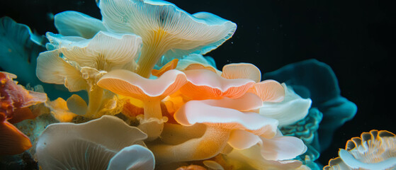 Aufkleber - Exploring the intricate textures and varied colors of porous mushroom stems