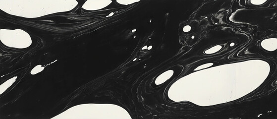 Poster - Textured black ink patterns create dynamic visual contrasts on white background