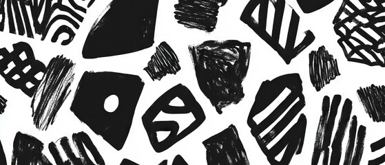 Poster - Intricate black ink patterns create dynamic design on white background