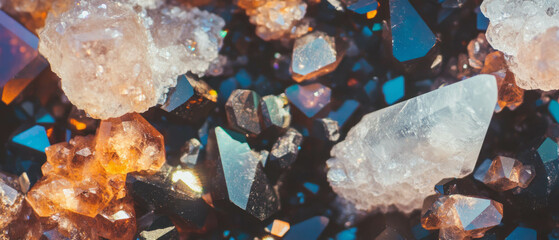 Aufkleber - Sparkling texture of quartz druzy with small crystals in natural formations