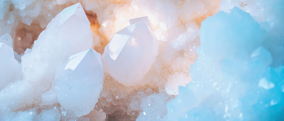 Poster - Texture of quartz geodes revealing crystalline interior with rough exterior details