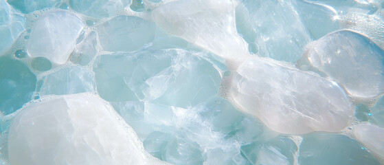 Aufkleber - Rounded quartz pebbles with smooth surfaces create a tranquil texture in clear water