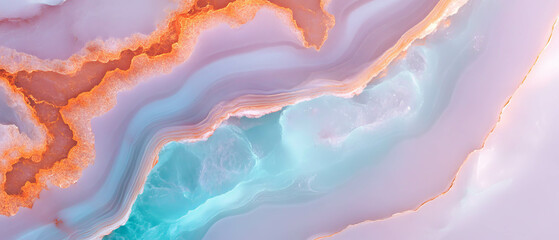 Poster - Quartz with polished texture revealing vibrant colors and smooth surface in natural light