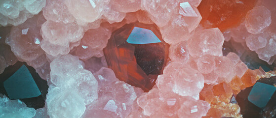 Poster - Exploring quartz texture with phantom inclusions and ghost-like images in vibrant colors