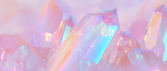 Poster - Quartz texture featuring vibrant rainbows and shimmering iridescent colors