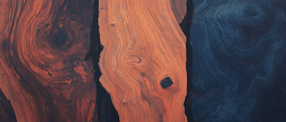 Poster - Detailed wood grain texture showcasing natural colors and variations in knots