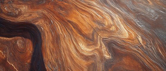 Poster - Realistic wood grain texture featuring detailed knots and rich, varied colors for design inspiration