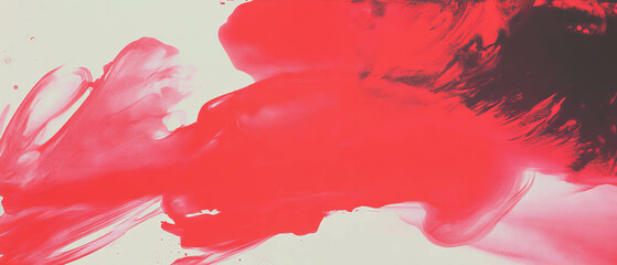 Poster - Bright red ink with smooth texture and uniform distribution on canvas background