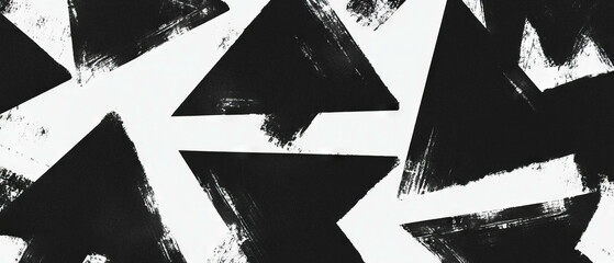 Poster - Repeating black ink triangles on a crisp white background creating a bold texture design