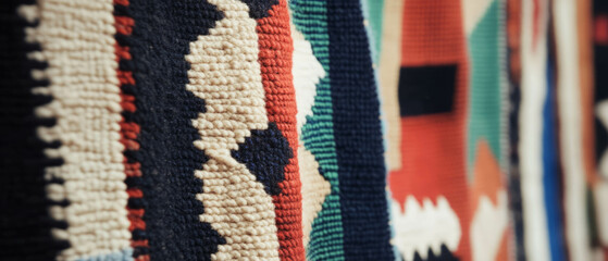 Aufkleber - Long and narrow runner rug with diverse patterns and rich texture displayed in a cozy setting