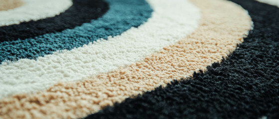 Poster - Unique textured round rug featuring a colorful circular design for modern decor