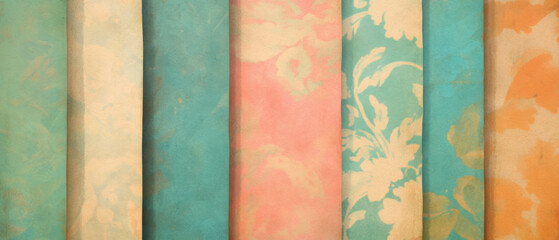 Aufkleber - Varied textures and patterns of scrapbook paper with soft pastel colors showcasing creativity