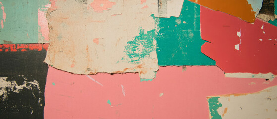 Aufkleber - Colorful collage of scrapbook paper textures with varied patterns and thicknesses