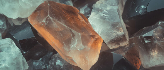 Poster - Smoky quartz displaying brown to gray hues with translucent and opaque features