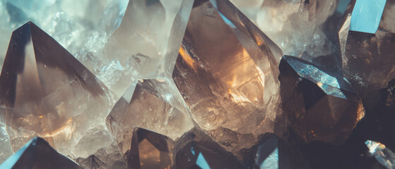 Poster - Exploring the captivating texture and colors of smoky quartz crystals in earthy tones