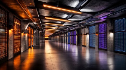 Poster - Futuristic data center innovation urban setting digital environment high-tech infrastructure vibrant lighting concept