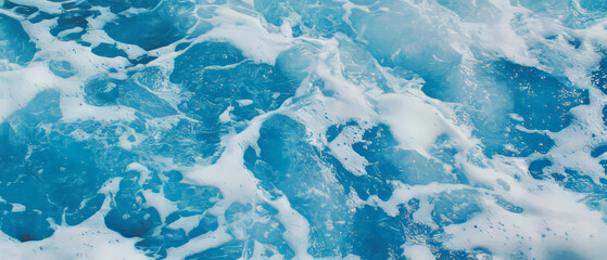 Poster - Gentle waves of sparkling water in light blue tones creating a serene aquatic texture