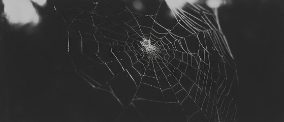 Poster - Texture of spiderweb showcasing intricate cracks and radiating lines in delicate detail