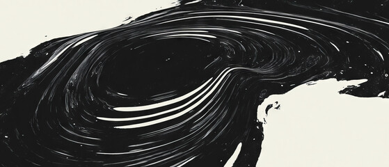 Poster - Intricate spirals of black ink against a minimalist white background create a captivating design