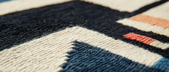 Poster - Textured square rug with rectangular shape and varied patterns enhances modern decor