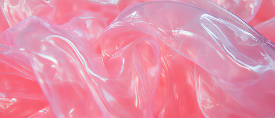 Poster - Stretched bubblegum texture showcasing elastic strands in vivid pink color