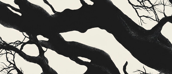 Poster - Veined black ink patterns create striking contrast against a white background