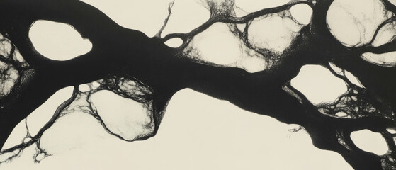 Poster - Veined ink patterns with branching lines and varied thicknesses on a neutral background