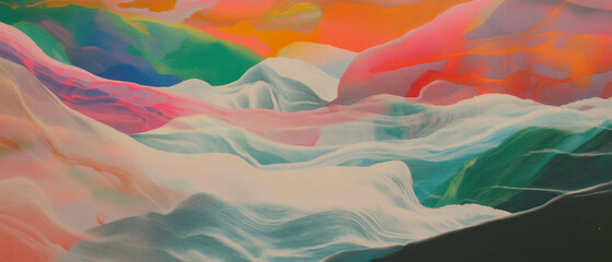 Aufkleber - Soft gradients and washed ink patterns create an abstract serenity in pastel hues