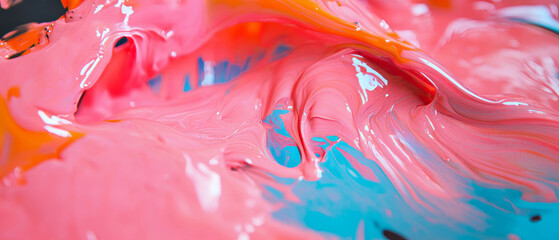 Poster - Vibrant wet ink textures with glossy finish and bright contrast shapes in dynamic composition