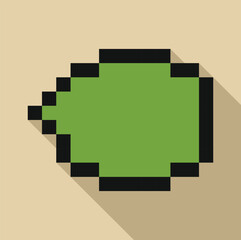 Poster - green pixelated speech bubble casting long shadow on beige background, representing digital communic