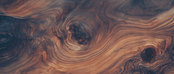 Aufkleber - Beautiful walnut-inspired wood texture with dark brown colors and intricate grain patterns