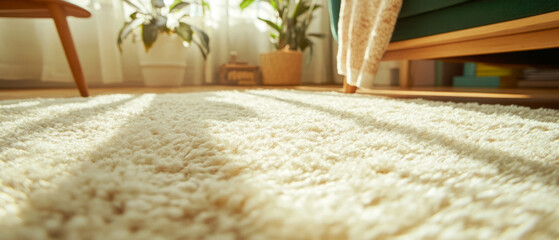 Poster - Soft wool carpet with natural fibers enhancing cozy living room ambiance