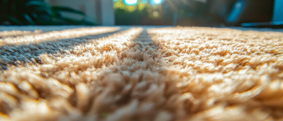 Poster - Intricate woven carpet showcases textured beauty in softly lit indoor space