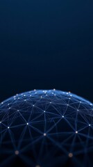 Fototapete - Futuristic Blockchain Network Display Glowing Nodes on Dark Blue Aesthetic - Enhancing Global Finance and Security in Cryptocurrency Market Connectivity